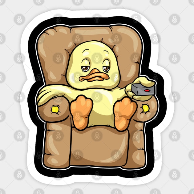 Duck at Chilling out on Sofa Sticker by Markus Schnabel